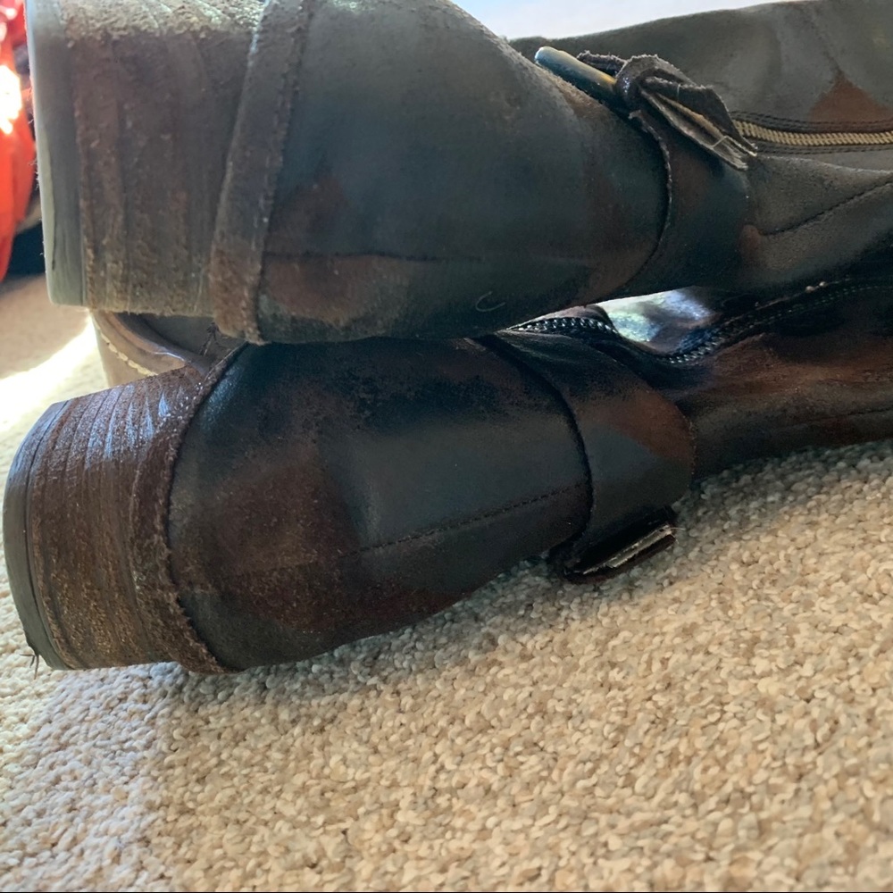 Donald Pliner brown cowhide Dela buckle boots - Picture 6 of 11